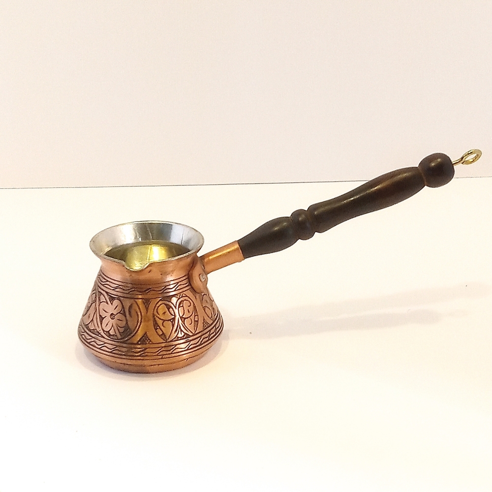 DEMMEX Copper Turkish Greek Arabic Coffee Pot Maker Stovetop Engraved EUC